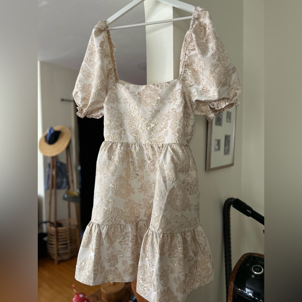 Miss Selfridge cream/gold cocktail dress